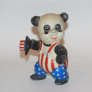 Vintage BANK 1972 Patriotic Panda Bear Coin Piggy Still Plastic Jeffery Snyder